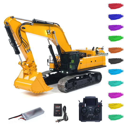 US Stock 1/12 RC Hydraulic Heavy Excavator 395F Metal Remote Control Digger Finished Model 1.0L Dual Pump Paladin PL18EV LITE Radio