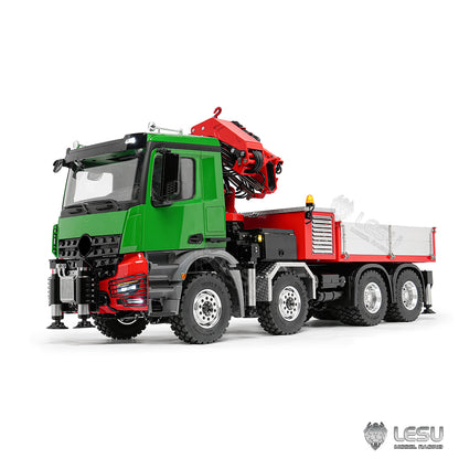 LESU 3363 1/14 8X8/6X6 Metal RC Hydraulic Crane Truck Axles Differential Locks 7CH Valve 6 Outriggers 3-speed Gearbox Light Sound for Adult
