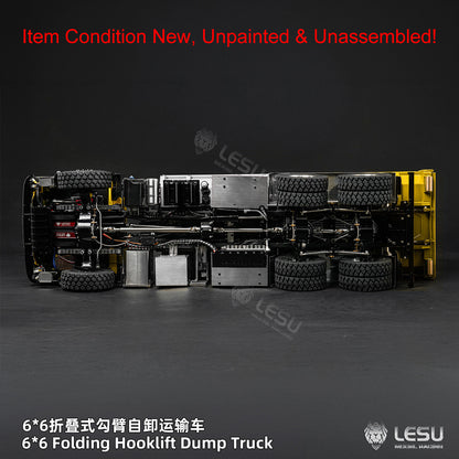 TOUCAN RC HOBBY LESU Z0102 1/14 Hydraulic RC Roll On Off Dump Truck 6x6 Folding Hooklift Carrier with 5CH Valve 3 Speed Gearbox Differential Lock Sound Light