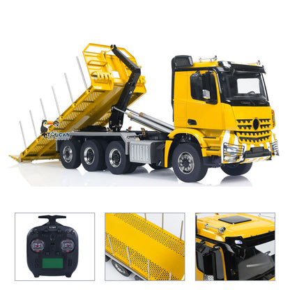 1/14 8x8 RC Hydraulic Dumper Car Roll Off Full Dump Rear Axle Steering with U-shaped High Short Standard Bucket Timber Flatbed