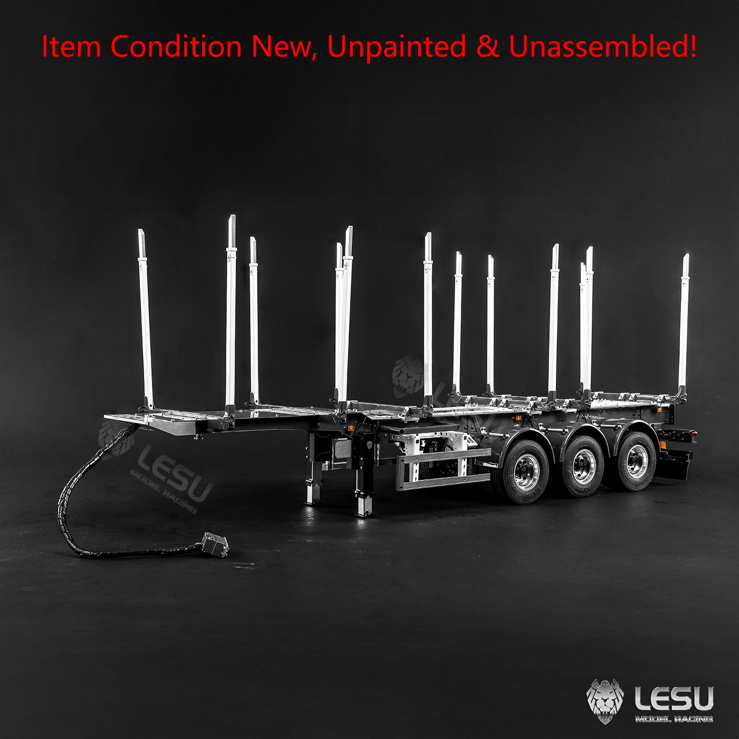 LESU A0053 1/14 Metal RC Log Semi Trailer with Electric Support Legs Magnetic Power Connector for Tractor Truck Weekend Outdoor Fun