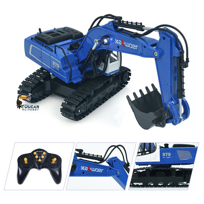 US Stock HUINA 1/18 RC Toys Gift 13550 11CH Remote Control Excavator 350¡ã RC Digger 2.4G Radio System Battery Light Sound USB Charger