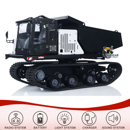 US Stock Metal 1/14 RC Hydraulic Crawler Dump Truck T14R Radio Controlled Tracked Tipper RTR Construction Vehicle ST8 Battery