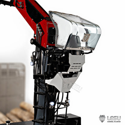 LESU 1/14 Metal RC Hydraulic Timber Crane Fly Jib 360 Degree Rotation 3-Stage Telescopic Arms for Remote Control Tractor Truck