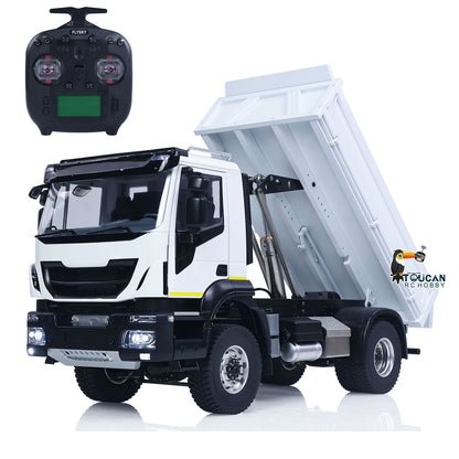 4*4 Metal 1/14 RC Hydraulic Dumper Truck Snow Blade Remote Control Tipper Cars Sound Light LED Assembled and Painted ESC Servo