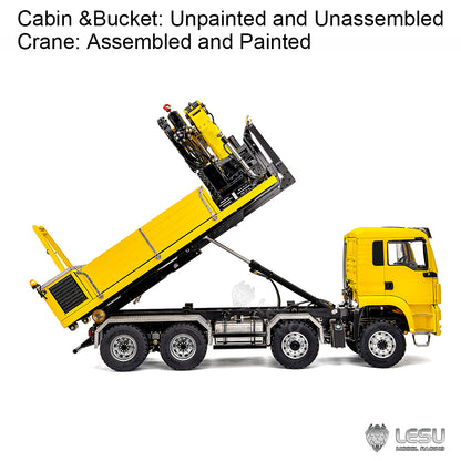 LESU 1/14 RC Hydraulic Roll on off Dumper Truck Crane Unassembled Plastic TGS Cabin Metal 8x8 Chassis Electric Tipper Axles Lock