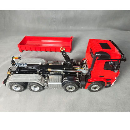 1/14 Metal RC Hydraulic Roll-On-Off Dumper Truck 8X8 Off Road Vehicle 3-Speed Tipper 3-Channel Valve Differential Locks Light Sound System