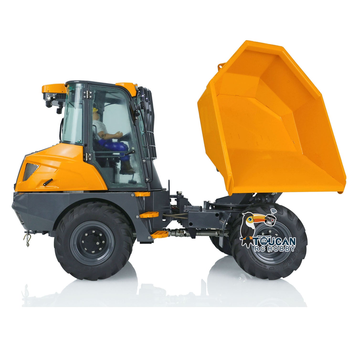 Flysky ST8 radio control Lesu 4x4 articulated dump truck yellow coating complete electronic components
