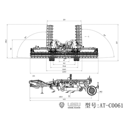 LESU AOUE 1050 Metal 4x4 1/14 RC Tractor Truck Hydraulic Agricultural Vehicles K500 Seedbed Pre-sowing Soil Preparation Machine Frsky XE Lite