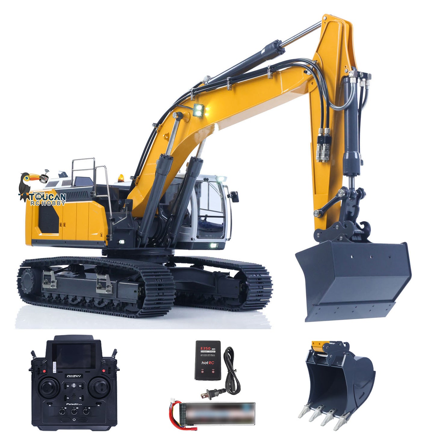 All metal hydraulic tracked rc excavator finished yellow model with upgraded five way reversing valve

