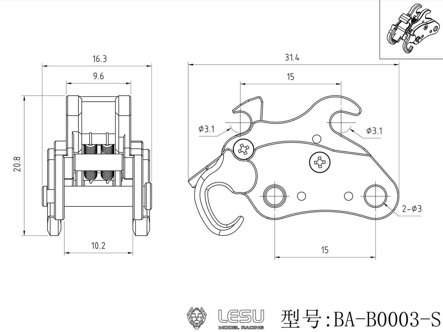 Metal Manual Quick Release Coupler for LESU Aoue PC30 B0003 1/14 RC Hydraulic Excavator Remote Control Mini Digger DIY Model