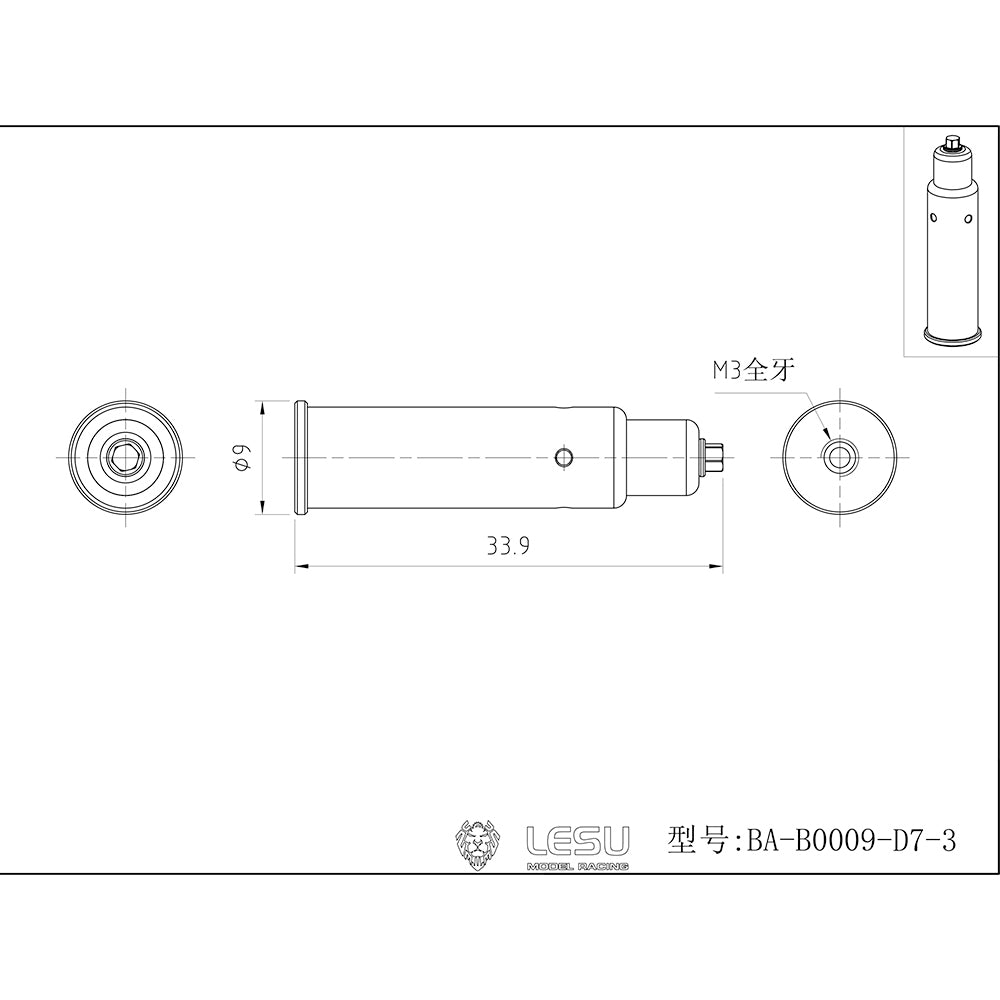 LESU Metal Fire Extinguisher for 1:14 RC Hydraulic Excavator Radip Controlled DIY Trucks Loaders Construction Car