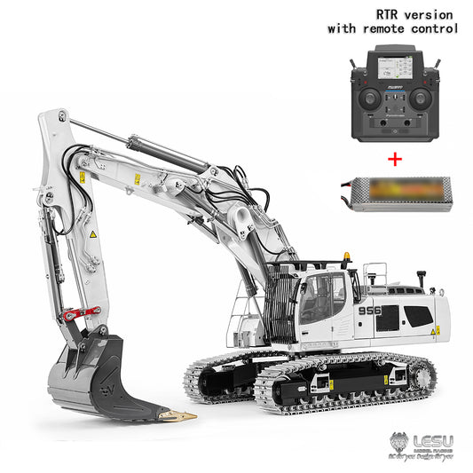 95% Metal LESU LR956 3 Arms 1/14 RC Hydraulic Excavator Remote Control Digger 7CH Valve Dual Pumps Light PL18EV LITE Battery