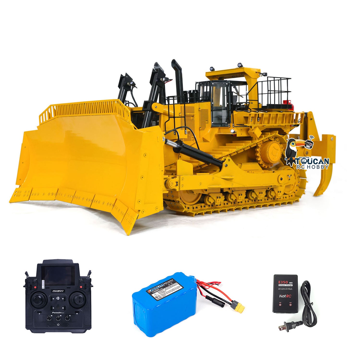 TOUCAN 110KG! D11T 1/10 Scale RC Hydraulic Bulldozer Heavy Duty Metal Radio Controlled Giant Dozers 3 Plows Ready to Run