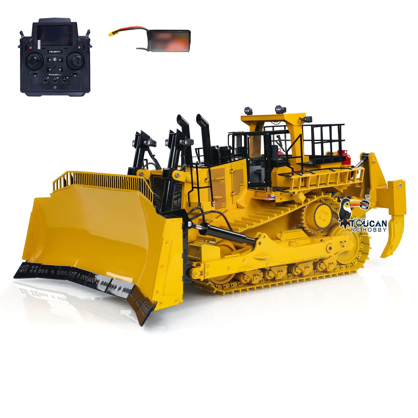 TOUCAN 1/14 Metal RC Bulldozer D11T RTR Remote Controlled Hydraulic Dozers Construction Vehicle Model Paladin PL18EV Smoking Sound  Light Servo Motor ESC