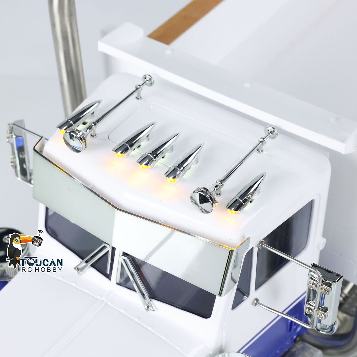 Blue white simulation 6x6 tipper vehicle Toucan 56344 built with realistic lamp sound effect
