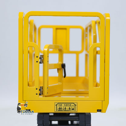 CUT 1/14 Metal RC Hydraulic Scissor Lift Aerial Work Platform Construction Truck Lifting Travel Rotating Warning Light FlySky I6S 25.6Inch