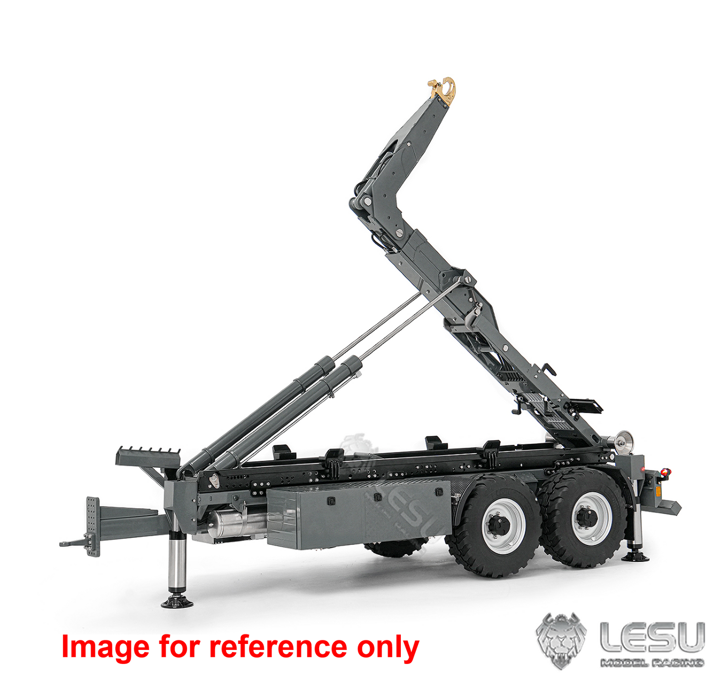 LIMITED-TIME SALE IN Stock LESU A0066 1/14 Metal Hydraulic RC Roll Off Trailer Telescopic/Folding Hooklift with Support Legs 5CH Reversing Valve Lights