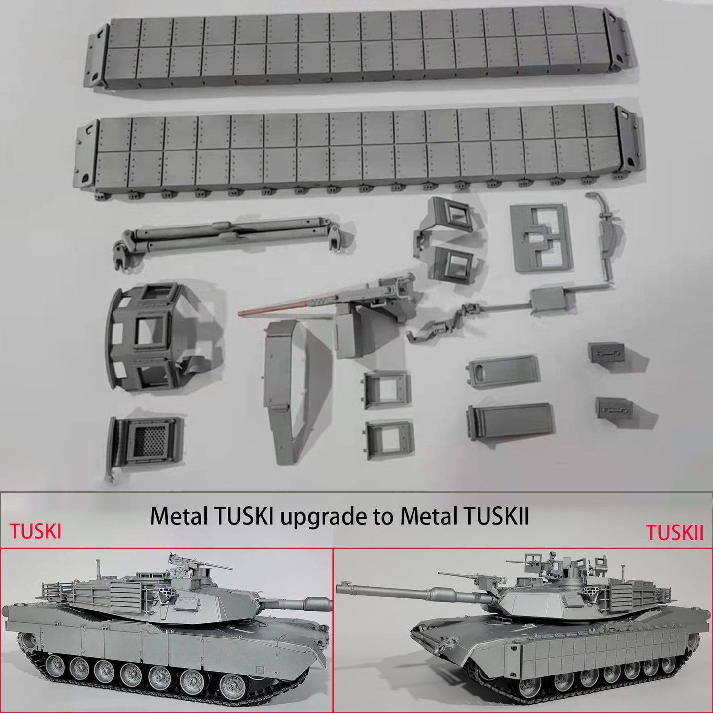 Metal M1A2 Abrams RC Tank Upgrade Part for Henglong Tamiiya Trumpeter 1/16 Plastic 3918 Tank to TUSKI TUSKII Replacement Decoration