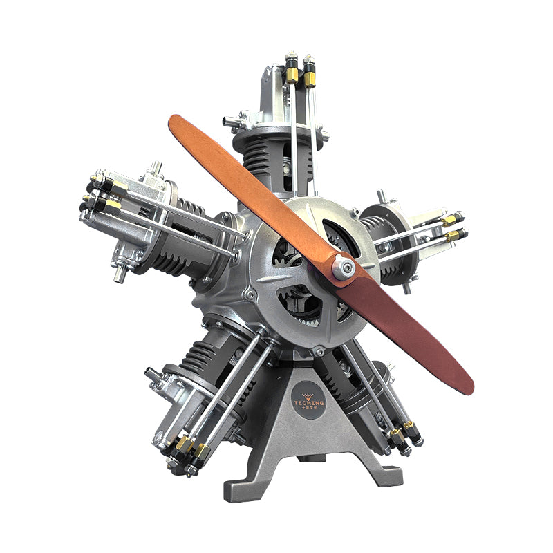 US Stock TECHING Electric Engine Five Cylinders Radial Simulation DIY Model Building Kits Toy Gift Battery