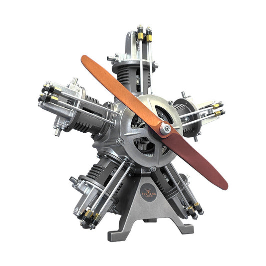 US Stock TECHING Electric Engine Five Cylinders Radial Simulation DIY Model Building Kits Toy Gift Battery