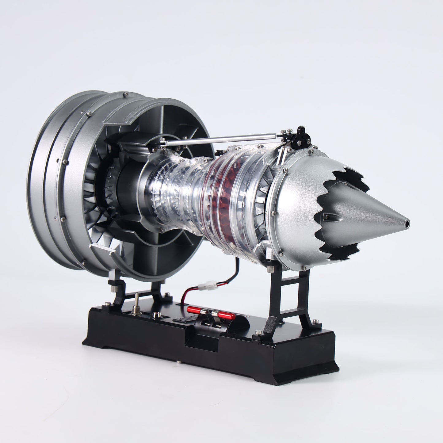 TECHING DIY Electric Metal Aircraft Turbofan Engine Kits Unassembled Model Mechanical Art Desktop Ornament DM121 Battery