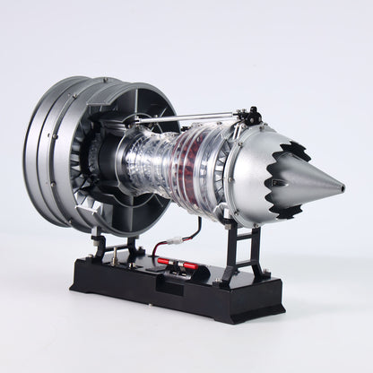 TECHING DIY Electric Metal Aircraft Turbofan Engine Kits Unassembled Model Mechanical Art Desktop Ornament DM121 Battery