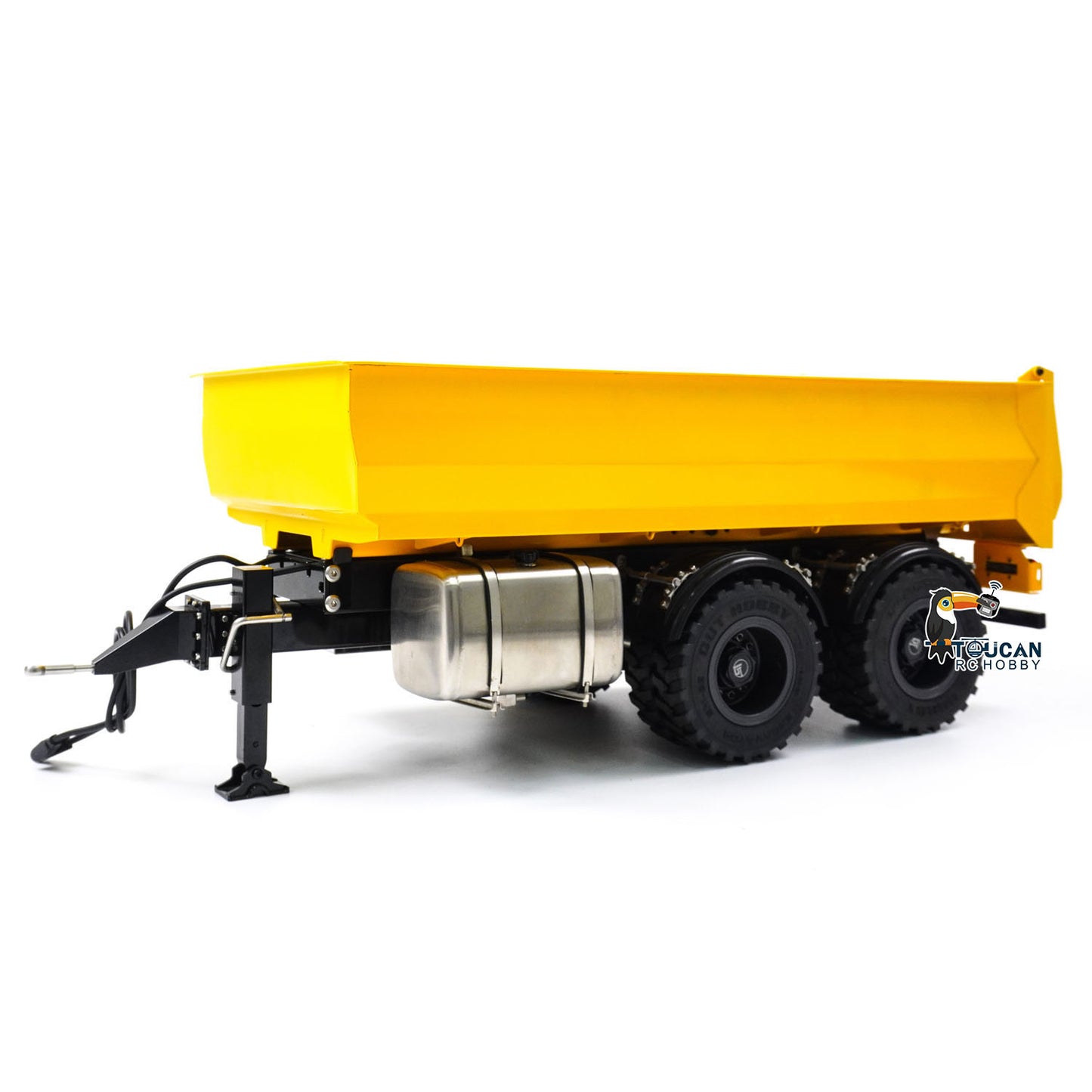 CUT Model 1/14 Metal 2-Axle RC Hydraulic Dump Trailer Air Suspension Light Manual Support Leg for LR914 PRO Remote Control Wheeled Excavator Digger Model