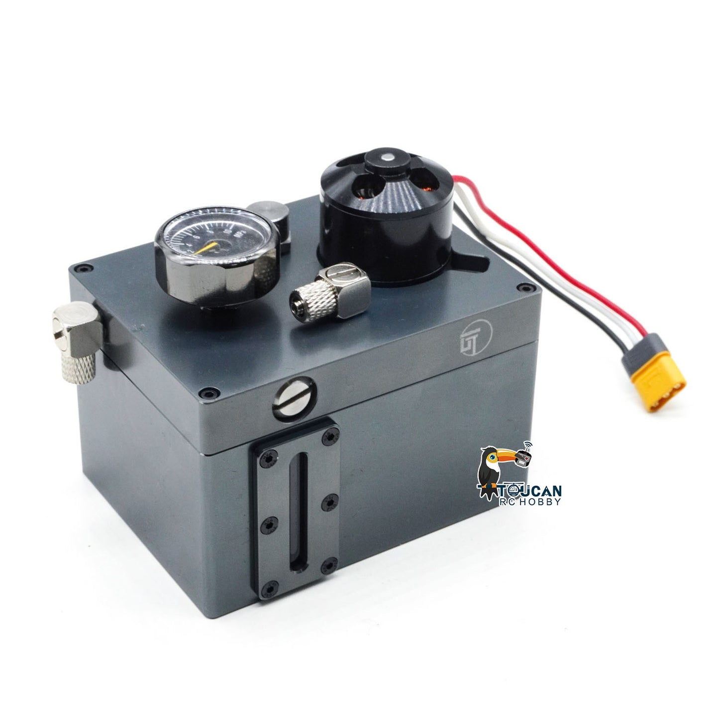 CUT Model Metal Oil Filter Oil Tank M3 M5 Nozzle Hydraulic Pump with Brushless Motor Radiator Cooling Fan for 1/12 1/14 1/16 RC Excavator Loader Dozer Truck Construction Vehicles