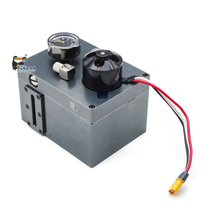 CUT Model Metal Oil Filter Oil Tank M3 M5 Nozzle Hydraulic Pump with Brushless Motor Radiator Cooling Fan for 1/12 1/14 1/16 RC Excavator Loader Dozer Truck Construction Vehicles
