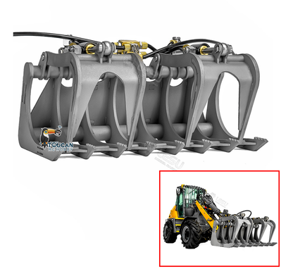 TOUCAN RC HOBBY LESU 1/14 Metal Sieve Bucket Gripper Dozer Shovel Rake Bucket for AOUE MCL8 AT1050 WA100M-8 RC Hydraulic Loader Construction Vehicles DIY Model