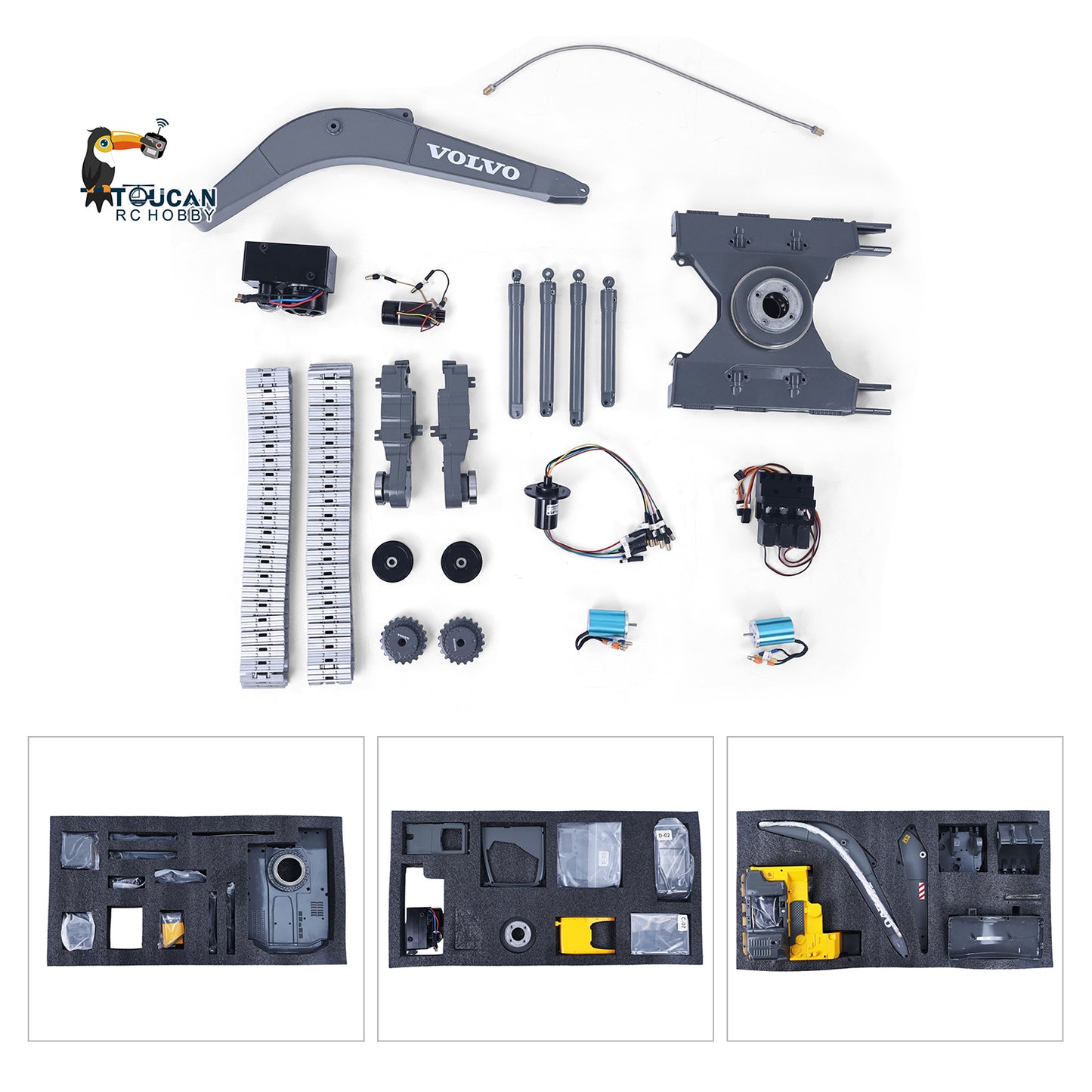 DoubleE 1/14 Volvo EC160E RC Hydraulic Excavator Metal Loose Parts Track & Cylinders