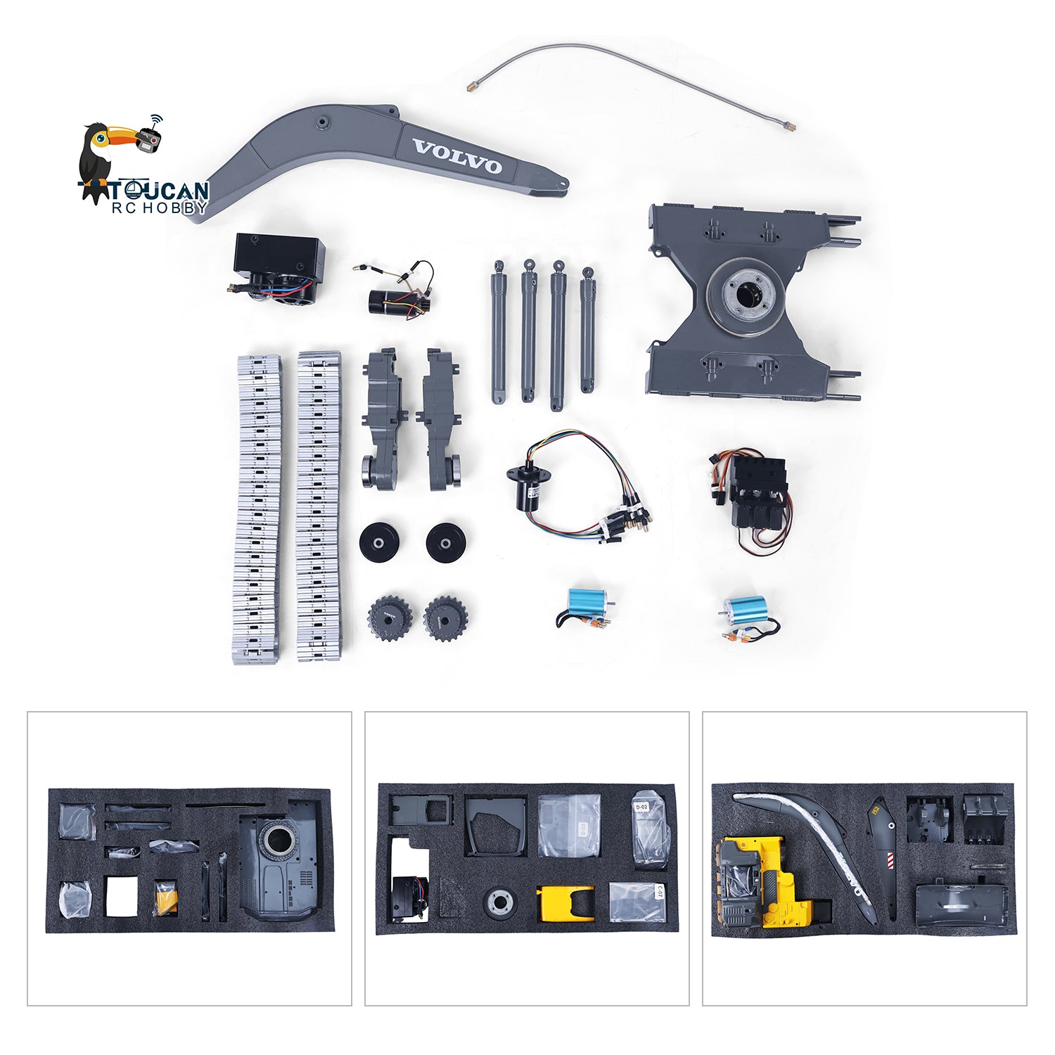 DoubleE 1/14 Volvo EC160E RC Hydraulic Excavator Metal Loose Parts Track & Cylinders