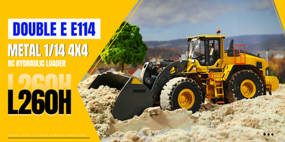 Double E Metal 1/14 4X4 Remote Control Hydraulic Loader L260H Axle Locks 2Speed Gearbox Brushless Motor Battery RTR Light System