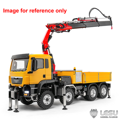 LESU Z0082 1/14 Metal 8X8 RC Hydraulic Crane Truck 3 Speed Remote Control Lorry Model 7CH Valves 6 Outriggers Light Sound Axle Diff Lock