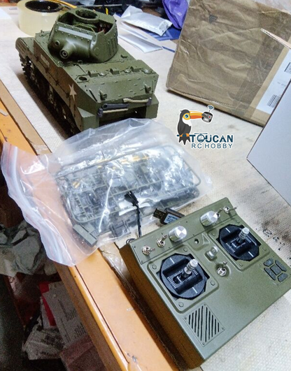 Fast Free Shipping Second Hand US Stock 1/16 CoolBank M8 HMC Scott RTR RC Tank Combat Vehicle Modle 360 Degree Turret Smoke BB Sounds Lights