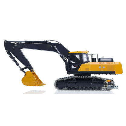 FROG-1 hydraulic rc digger metal tracked construction vehicle hammer edition two section extension boom complete assembled model with three oil pumps four way reversing valve yellow black paint finish
