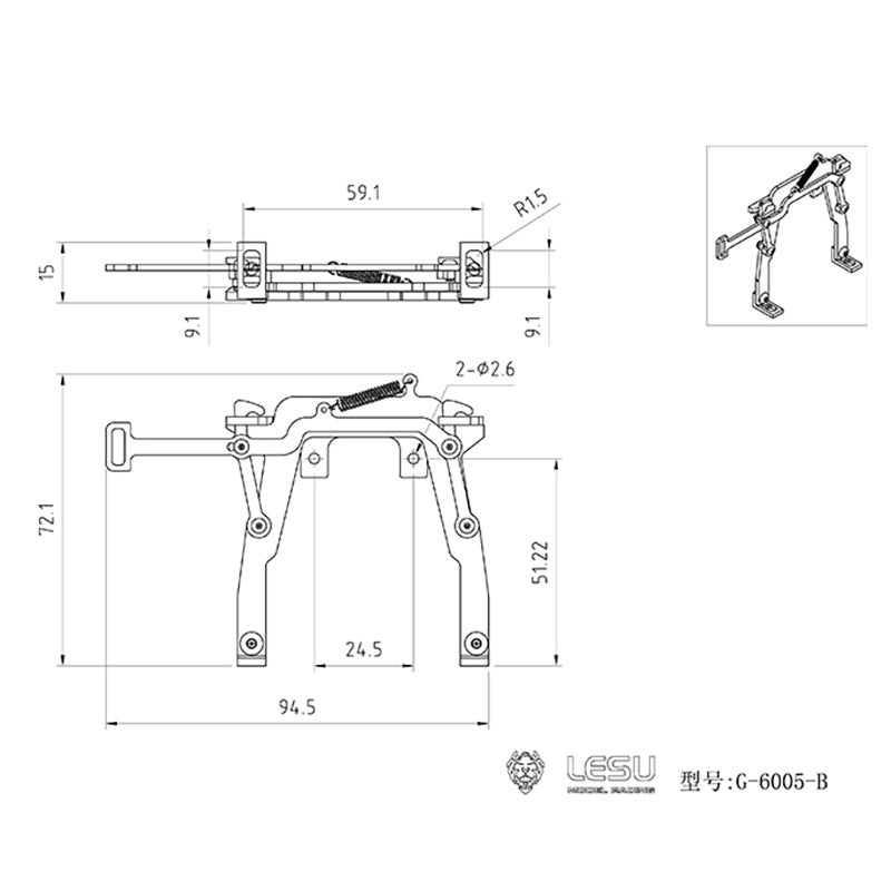 US STOCK LESU Aluminum Alloy Front Buckle B Set for Tamiya 1/14 Scale