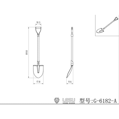 US STOCK LESU Metal Round Spade with Handle Spare Parts for 1/14 Scale RC Engineering Vehicles Dump Tractor Truck Dumper Model