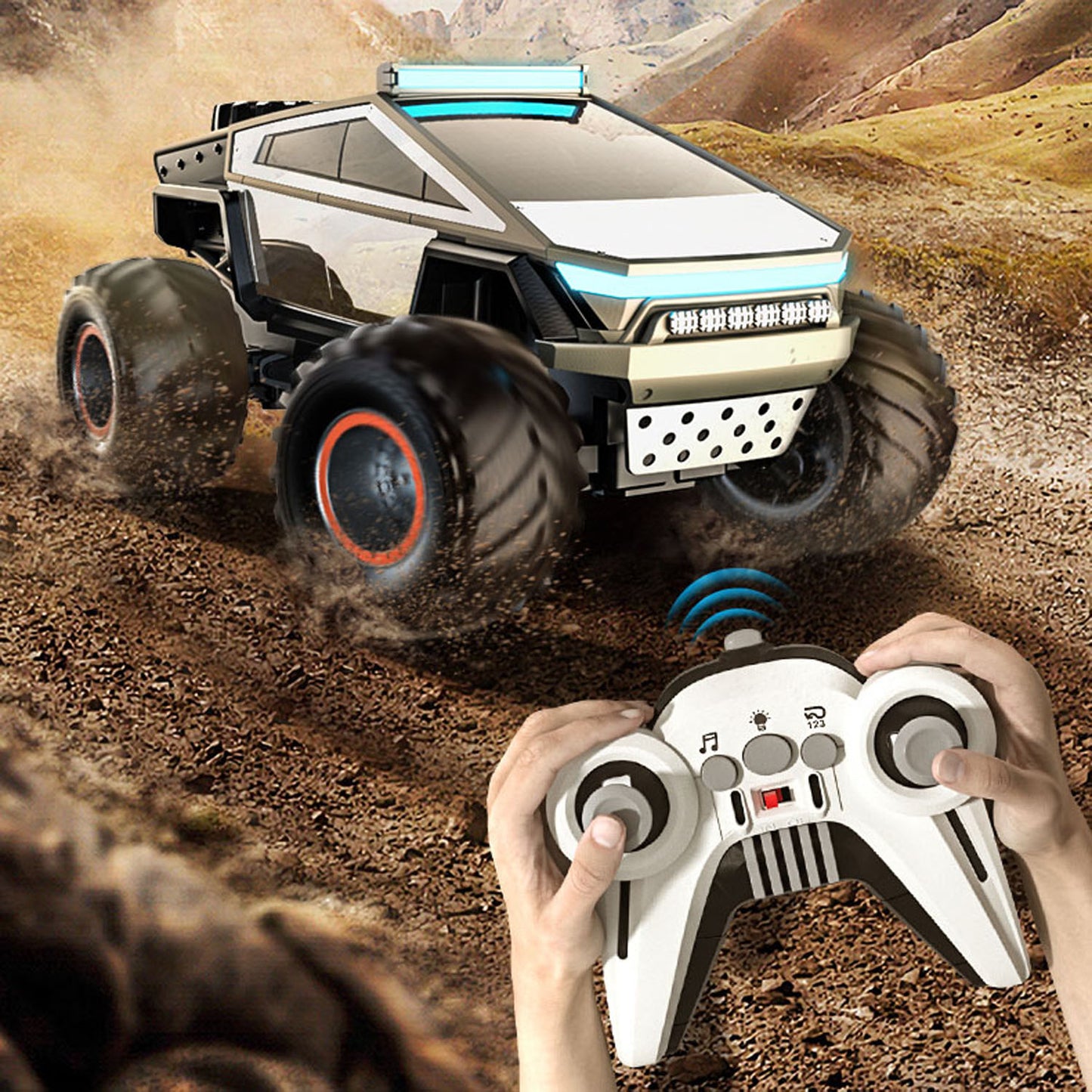 In Stock 1/14 RC 4*2 Off Road Vehicle Q202 2.4GHz Electric Remote Control Pickup Truck Alloy Shell LED Lights Sound Battery Ready to Go