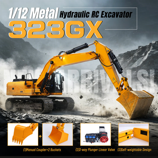 TOUCAN RC HOBBY US Stock TOUCAN RC HOBBY 323GX RTR Metal 1/12 Hydraulic Remote Control Excavator  3 Way Valve RC Digger Model Quick Coupler Flysky ST8 Radio Battery