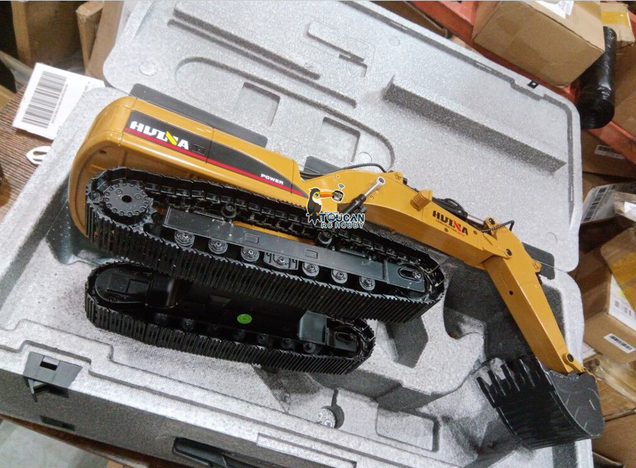 Free Shipping Second Hand US Stock HUINA New Upgrade 580 1/14 Metal Excavator Model Engineering Vehicle Electric Ball Grabber 360 Rotating Shear Claw Sound Lights