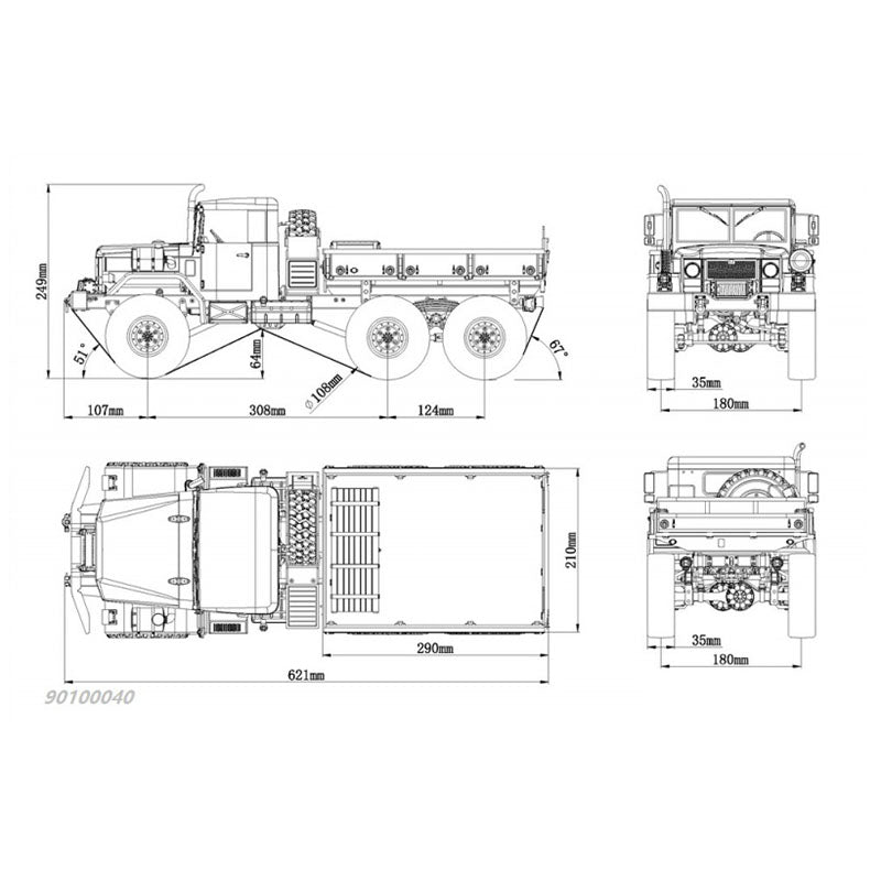 1/6 12インチ U.S Military Vehicle Cross-RC UC-6 6X6 1/12 Scale Off Road Military Truck Kit