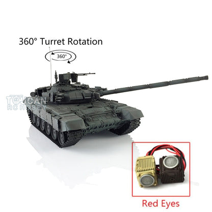 TOUCAN RC HOBBY Henglong 1/16 TK7.0 Profession Russian T90 RC Tank 3938 with Red Eyes 360 Degrees Turret Smoke Infrared Combat Metal Sprockets Idlers Road Wheels