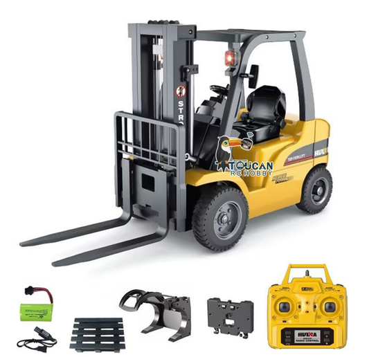 HIUNA 577 1/14 Electric Lifting Remote Control Forklift Model RC Construction Vehicle Battery Light Sound Effect Battery