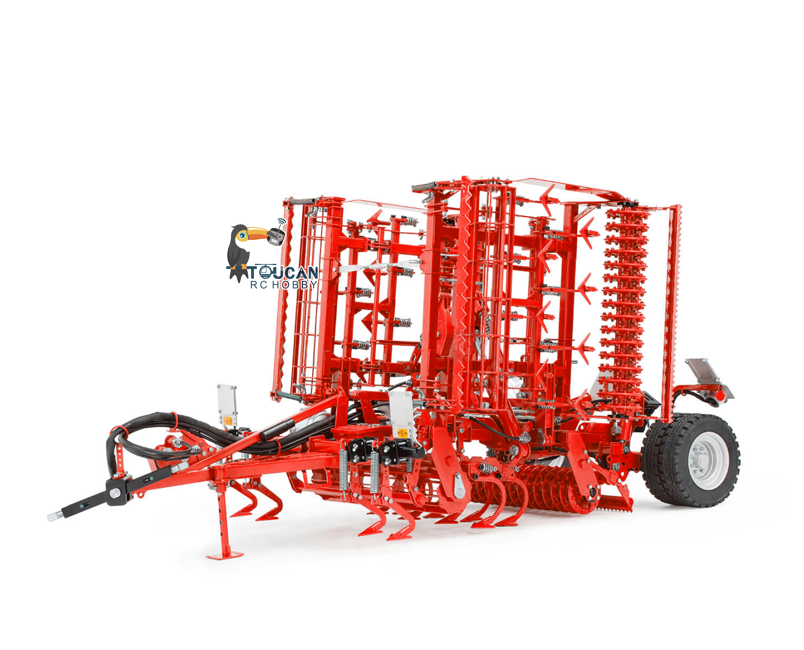 TOUCAN RC HOBBY LESU Metal 1/14 RC Tractor Truck AOUE 1050 4x4 Hydraulic Farm vehicle K500 Seedbed Pre-sowing Soil Preparation Planter Plough Light Sound
