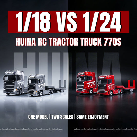 HUINA 1501PRO/1302A 770S 1/18 1/24 Plastic 6*4 RC Tractor Truck Remote Control Lorry Vehicle Light Sound Optional 3Axle Plastic Semi Flatbed Trailer