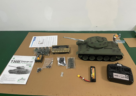 Free Shipping CN Stock Second-hand 2.4G Henglong 1/16 Scale 7.1 Plastic Soviet T34-85 RTR RC Tank 3909 360 Degrees Turret