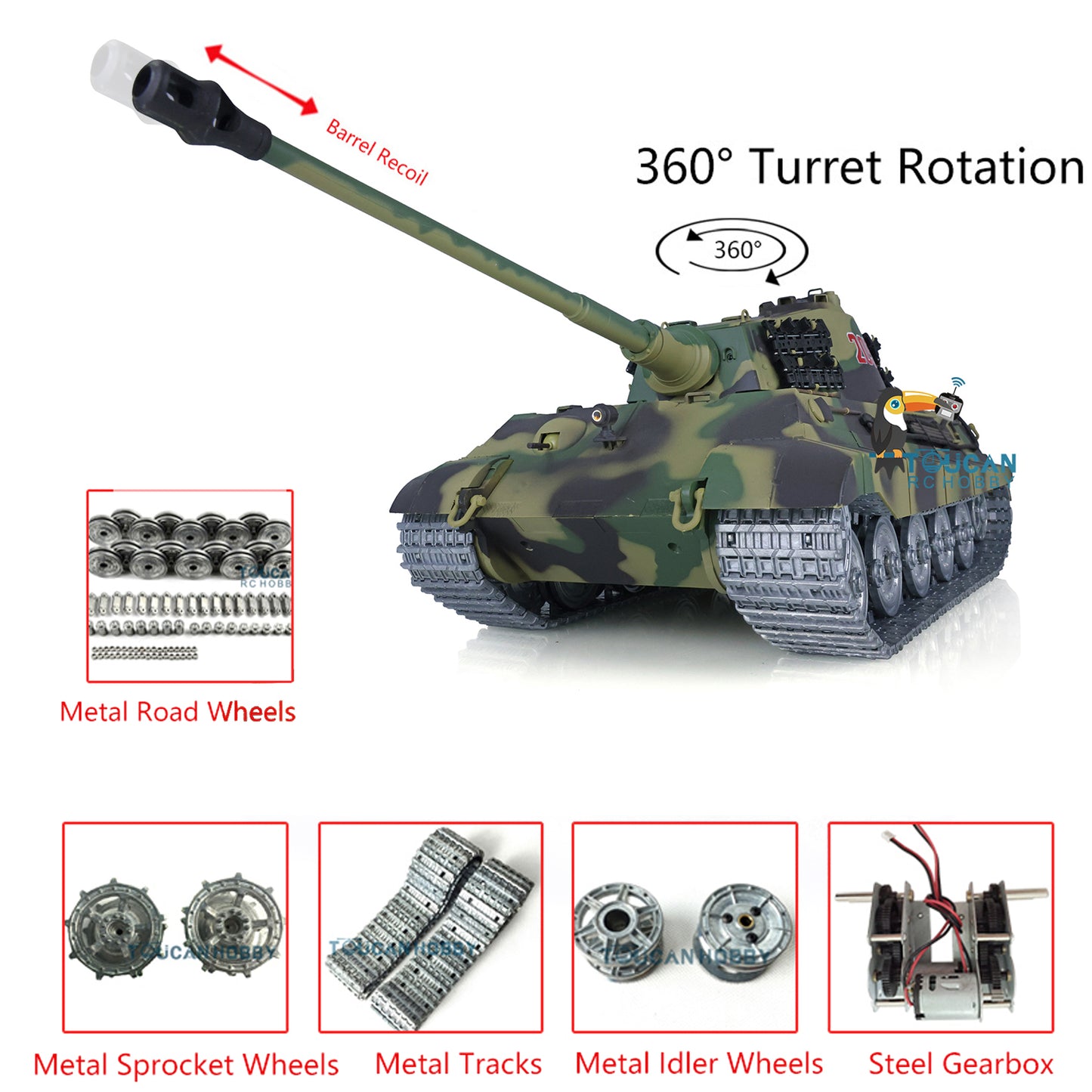 Henglong RTR remote control King Tiger tank full complete vehicle model
