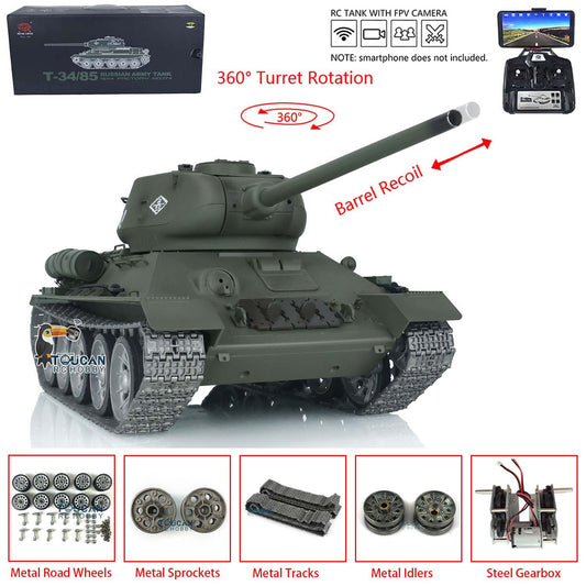 Henglong 1/16 7.0 3909 Soviet Union T34/85 RC Tank with 360 Degree Turret